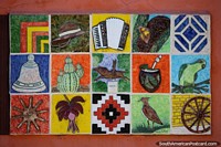 La cultura y los lugares de inters de Alegrete representados en un mural de azulejos.