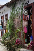 Hats and bags for sale in Paraty and a nice shopfront of plants.
