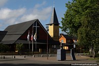 Larger version of Santa Cruz Parish beside the plaza in Pucon.