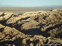 Stunning rock formations and horizon between Atacama and Calama. Chile, South America.