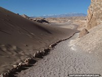 Looking back down the path that I am ascending at the Valley of the Moon, San Pedro de Atacama. Chile, South America.