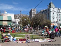 Half the city is at the markets around the park in Valparaiso. Chile, South America.