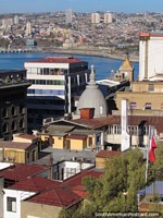 Overlooking the rooftops of Valparaiso, view from the mirador on the hills.