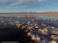 Amazing terrain, nature at its best, sunset at the lagoon at San Pedro de Atacama. Chile, South America.