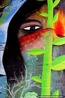 The face of the Mapuche people, mural in Valdivia.