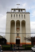 Tall bell tower in central Osorno. Chile, South America.