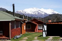 Houses in Futaleufu, made of wood, plenty of fireplaces and chimneys to keep them warm. Chile, South America.