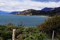 Lake General Carrera comes into view very close to Puerto Rio Tranquilo. Chile, South America.