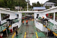 Docking in Puerto Gala for more passengers to board the ferry. Chile, South America.