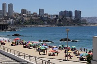 Caleta Abarca Beach in Vina del Mar, the closest beach in the city. Chile, South America.