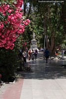 Looking towards the central fountain at Plaza Prat in Copiapo.