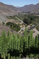River between the dam and the mountains in the Elqui Valley near Vicuna.