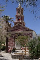 Red brick and wooden church in Montegrande in the Elqui Valley.