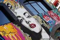 Marilyn Monroe and John Lennon, street mural in the Bellavista neighborhood in Santiago. Chile, South America.