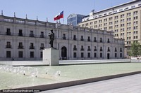 La Moneda Cultural Center, important building with a large fountain in Santiago. Chile, South America.