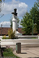 Arturo Prat Chacon (1848-1879), navy officer killed in the Battle of Iquique, bust in Chanco.