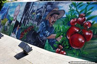 Mural cultural con cultivo de caf en El Peol. Colombia, Sudamerica.