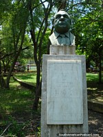 Bust of Guillermo Cano Isaza (1925-1986) in Cartagena, a journalist. Colombia, South America.