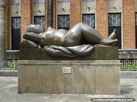 Venus dormida bronze work at Plaza Botero in Medellin. Colombia, South America.