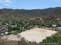 The great soccer pitch and stadium in Taganga. Colombia, South America.