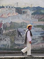 Lenço sobre o ombro com chapéu, a moda de homens de Penol. Colômbia, América do Sul.