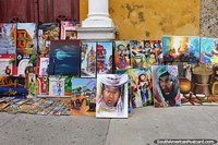 Pinturas fantásticas de venda nas ruas em Cartagena. Colômbia, América do Sul.