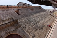 Spectacular stone wall and building-side in Cartagena, solid as rock! Colombia, South America.