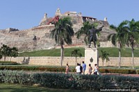 El pie de la colina del Castillo San Felipe de Barajas en Cartagena. Colombia, Sudamerica.