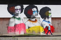 Colombia Photo - Mural of 3 women wearing different colors, pink, yellow and red, downtown Cartagena.