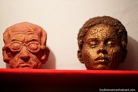 Terracotta head with glasses, golden head, Casa Museo Luis Alberto Acuna, Villa de Leyva. Colombia, South America.