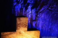 Rock salt known as halite, chamber of the cross at the Salt Cathedral in Zipaquira. Colombia, South America.