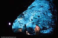 Just some of the colors the Holy Family sculpture is seen in, a nice blue light, Salt Cathedral in Zipaquira.