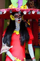 Larger version of Colorful and fashionable zombie woman at La Bikina Restaurant in Zipaquira.