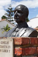 Carlos Julio Rodriguez Penuela (1930-2002), bust in Guatavita, leader and councilor. Colombia, South America.