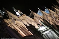 Gothic church Ermita at night time in Cali, built between 1947-1953. Colombia, South America.