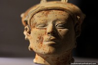 Beautifully crafted head made of pottery at La Merced Archaeological Museum in Cali. Colombia, South America.