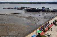 Tourist wharf in Buenaventura for boat excursions to beaches nearby, view from the lighthouse. Colombia, South America.