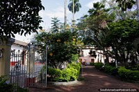 Jose Maria Cabal Park, beautiful park in the historic center of Buga, lots of shade. Colombia, South America.