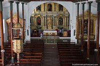 Stunning gold interior of Saint Peter Apostle Cathedral in Buga. Colombia, South America.