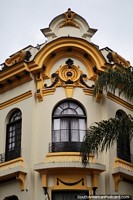 Historical building corner in Manizales, one that withstood 2 earthquakes and a fire. Colombia, South America.