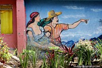 O homem, a esposa e a criança, o 2o mural que representa esta cena que vi em Medellïn. Colômbia, América do Sul.