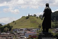 Larger version of Morro de Tulcan hill with the founder of Popayan on horseback - Sebastian de Belalcazar.