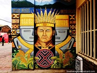 The ancient culture of Sogamoso is portrayed in the street art and murals in the city. Colombia, South America.