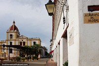 Albarrada del Moral, street corner in Mompos looking towards the church. Colombia, South America.
