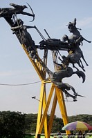 Monument in Neiva, half horse, half man, bows and arrows, abstract. Colombia, South America.