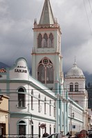 Asilo de Ancianos San Jose Church (1894), church in Pamplona with single green tower. Colombia, South America.