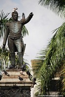 Firmes Cachiri! Statue of Garcia Rovira (1780-1816) in Bucaramanga, a general and painter. Colombia, South America.