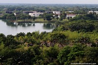 Vast green jungle around the waters of the Magdalena River in Barrancabermeja. Colombia, South America.