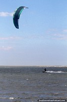 Kite-surfing in high winds at Morro beach in Tumaco, great fun. Colombia, South America.