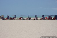 Rent a chair in the shade at the beach in Riohacha.